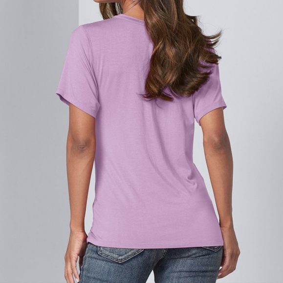 NWOT Venus Lilac crochet trim cutout tee - Picture 3 of 5